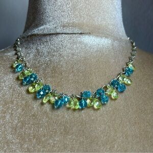 Faceted Blue and Green layered glass Necklace